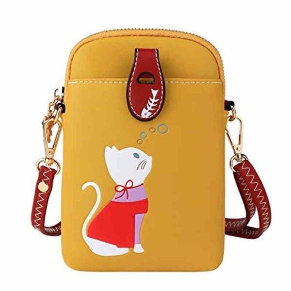 Nevenka Women PU Crossbody Bag Cute Mobile Wallet-Yellow