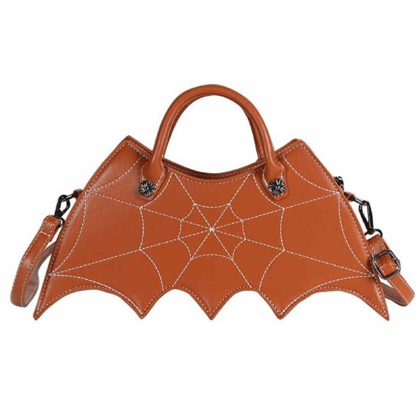 Nevenka Women Novelty Bat Shoulder Bag Fashion Halloween Handbags-Brown