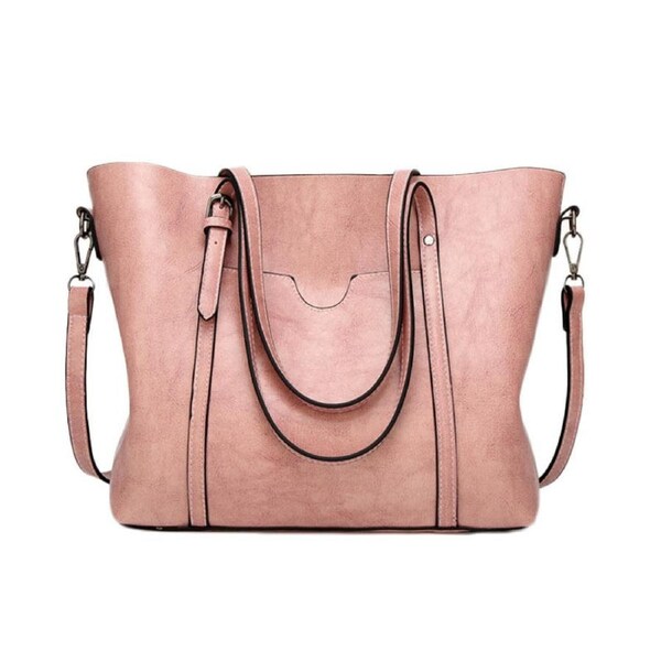 Nevenka Womens Soft PU Leather Tote Bag Large Capacity Shoulder Bag-Pink