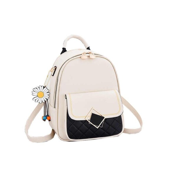 Nevenka Teenager Mini Backpack Leather Casual Travel Backpacks-White