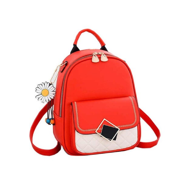 Nevenka Teenager Mini Backpack Leather Casual Travel Backpacks-Red