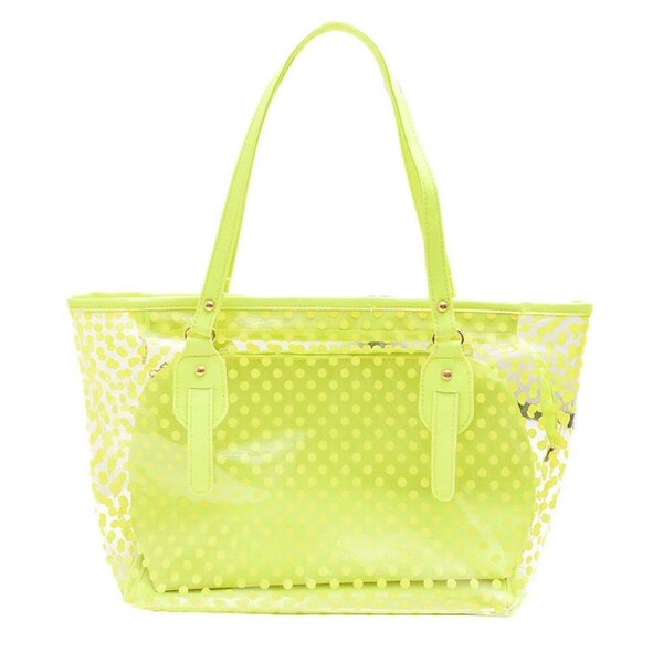 Nevenka Candy Color PVC Clear Shoulder Bag Beach Tote Bag-Green