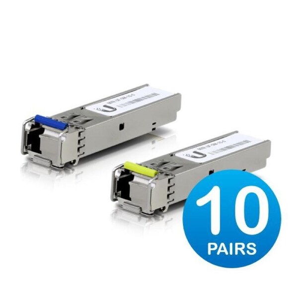Ubiquiti UFiber1 Gbps Bidirectional Single-Mode SFP Module, 20-Pack, Up 3km Distance,Simplex LC Connector, Fiber Cable Not Include, 2Yr Warr
