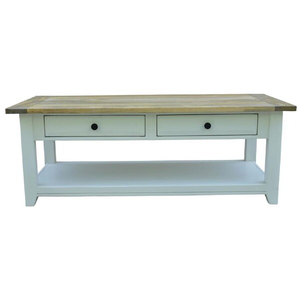 Lavasa Coffee Table 130cm 4 Drawers Solid Mango Wood Modern Farmhouse Furniture