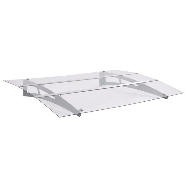 Door Canopy Silver and Transparent 120x90 cm Polycarbonate vidaXL