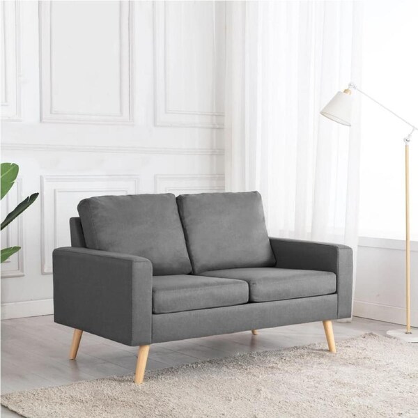 2-Seater Sofa Light Grey Fabric vidaXL