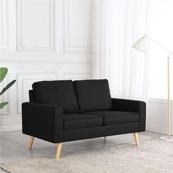 2-Seater Sofa Black Fabric vidaXL