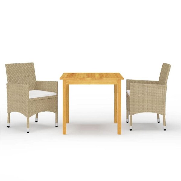 3 Piece Garden Dining Set Beige vidaXL