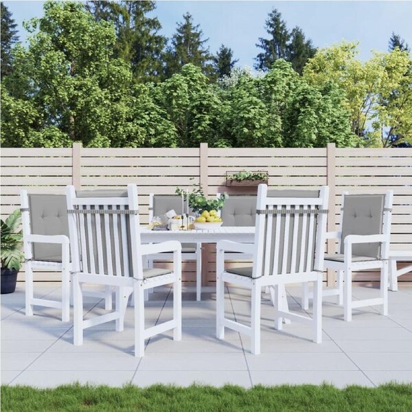 Garden Lowback Chair Cushions 6 pcs Grey Oxford Fabric vidaXL