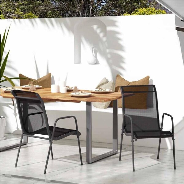 Garden Chairs 2 pcs Steel and Textilene BlackvidaXL