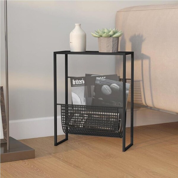 Magazine Rack Black 35x15x45 cm Steel vidaXL