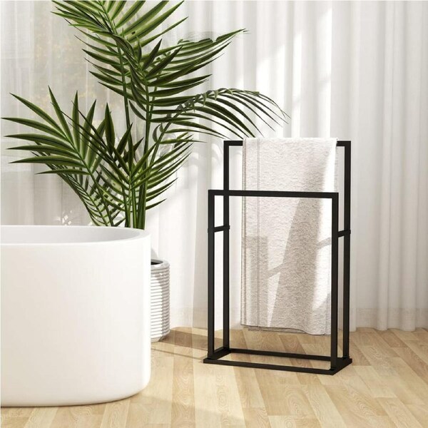 Freestanding Towel Rack Black 48x24x78.5 cm Iron vidaXL