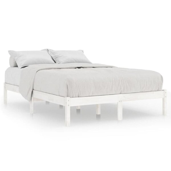 Bed Frame without Mattress White Solid Wood 183x203 cm King vidaXL