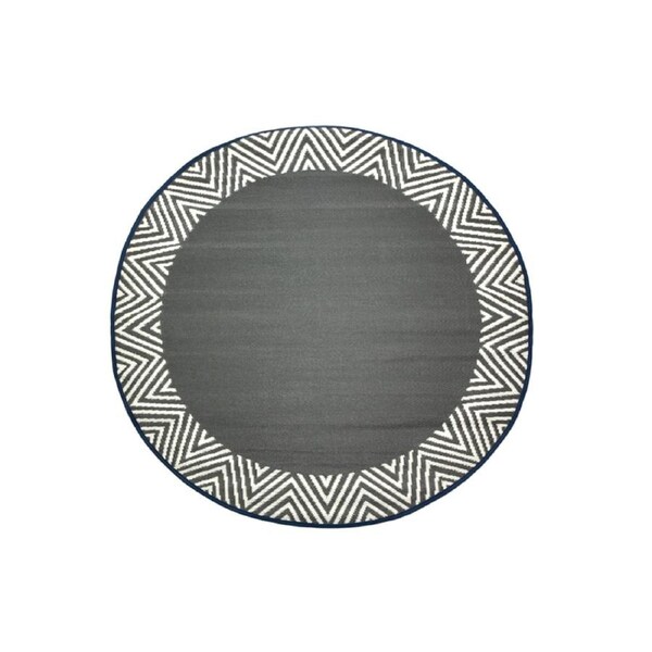 Olympia Grey Reversible Waterproof Round Recycled Plastic Outdoor Rug and Mat 180cm - Weatherproof Rug, Recycled Plastic, Sustainable, Eco Friendly UV Resistant, Durable Outdoor, Patio Rug