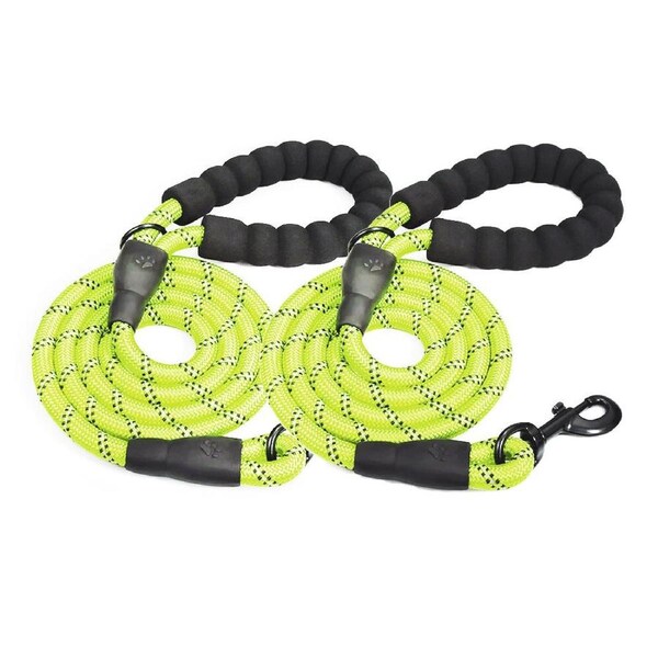 2Pcs 3M Dog Leash with Comfortable Padded Handle and Highly Reflective Threads for Most Dogs