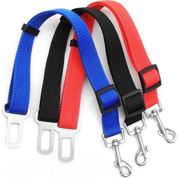 4 Pack Adjustable Pet Dog Cat Seat Belt-Nylon Fabric- Black,Blue, Red, Purple