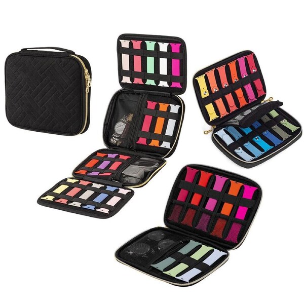 3PCS Watch Band Storage Bag Travel Organizer Bag Holds Watch Straps 3 size -Black