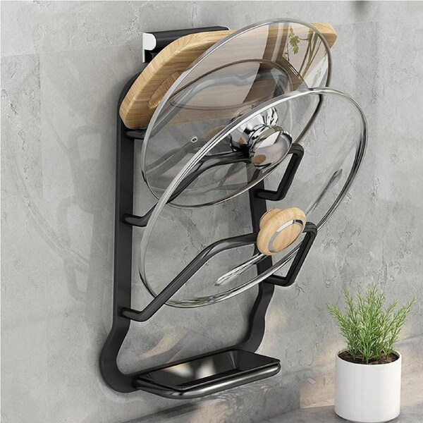 Kitchen Layered Storage Rack Space Aluminum Pot Lid Storage Rack