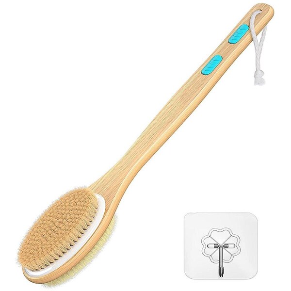 Silicone Non-Slip Shower Brush Double-Sided Massage Brush Long Handle Bath Brush