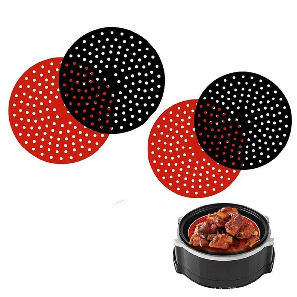 4Pcs Reusable Silicone Air Fryer Liner Mat Non-Stick Steamer Pads