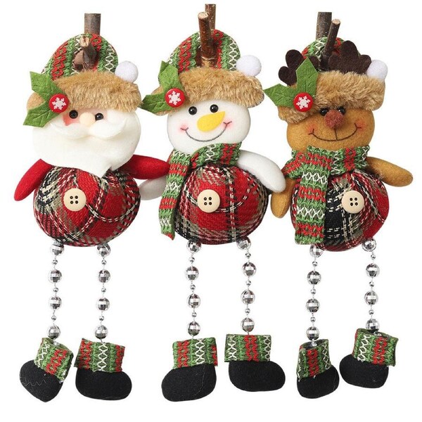 3Pcs Christmas Window Decoration Cartoon Doll Ornaments Xms tree Decoration