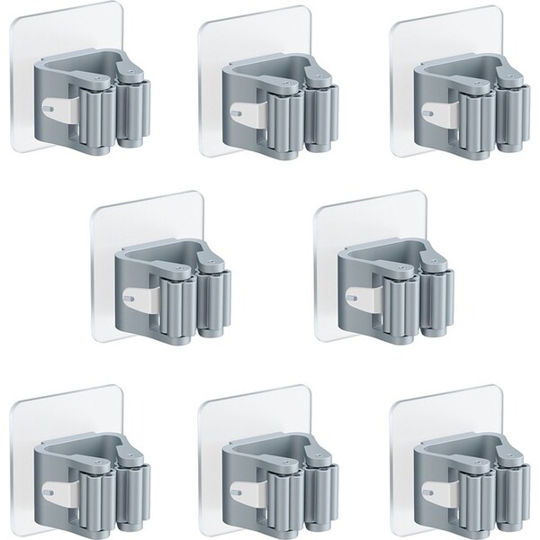 16Pcs Punch-Free Mop Clip Bathroom Storage Rack Kitchenware Storage Hooks