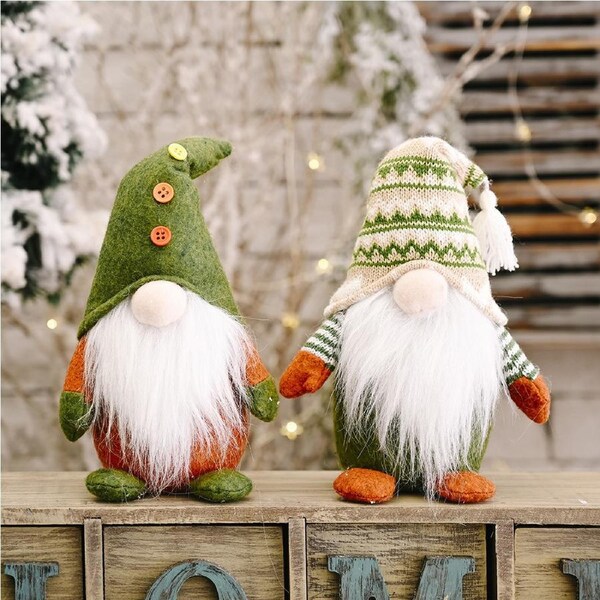 2 Pack Christmas Gnomes Plush Doll Decor for The Home Indoor Spring Decorations