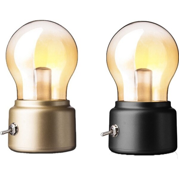 2 Pack Retro Charging Bulb Night Light USB Bedside Table Light LED Ambient Light