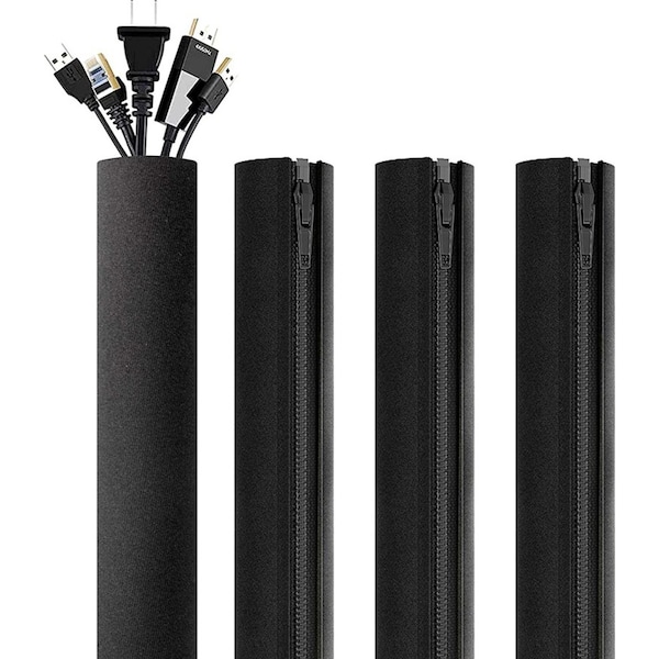 4 Pcs Cable Management Sleeve Flexible Cable Sleeve Wrap Cover Organizer