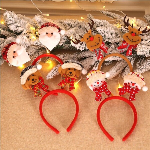 8PCS Christmas Decorations Plaid Hair Hoop Decoration Christmas Head Buckle