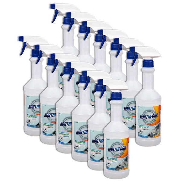 12PK Northfork Grade 750ml Spray On Wipe Off Decanting Empty Bottle Ocean Fresh