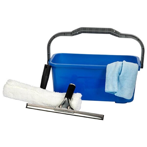 Cleanlink Window Cleaning/Washing Kit w/ Squeegee/Microfibre Cloth/12L Bucket