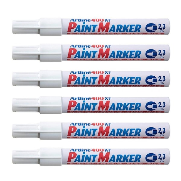 12PK Artline 400 Permanent Paint Marker 2.3mm Bullet Nib Fade Proof Pen White