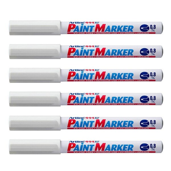 12PK Artline 444 Permanent Paint Marker 0.8mm Bullet Nib Fade Proof Pen White