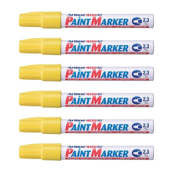 12PK Artline 400 Permanent Paint Marker 2.3mm Bullet Nib Fade Proof Pen Yellow