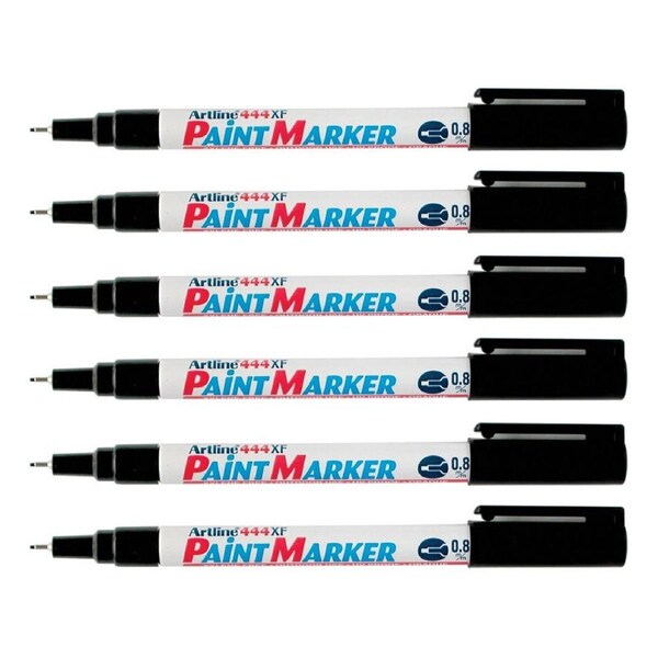 12PK Artline 444 Permanent Paint Marker 0.8mm Bullet Nib Fade Proof Pen Black