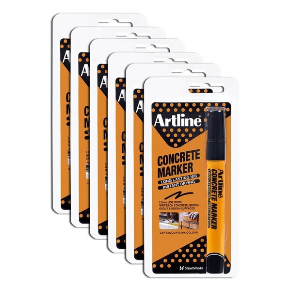 12PK Artline Concrete Permanent Marker 1.5mm Bullet Nib For Rough Surfaces Black