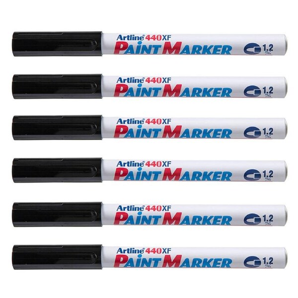12PK Artline 440 Permanent Paint Marker 1.2mm Bullet Nib Fade Proof Pen Black
