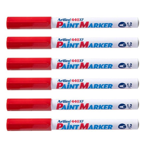 12PK Artline 440 Permanent Paint Marker 1.2mm Bullet Nib Fade Proof Pen Red