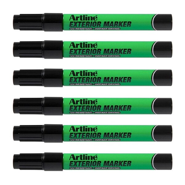 12PK Artline Exterior Permanent Marker 1.5mm Bullet Nib UV Resistant Pen Black