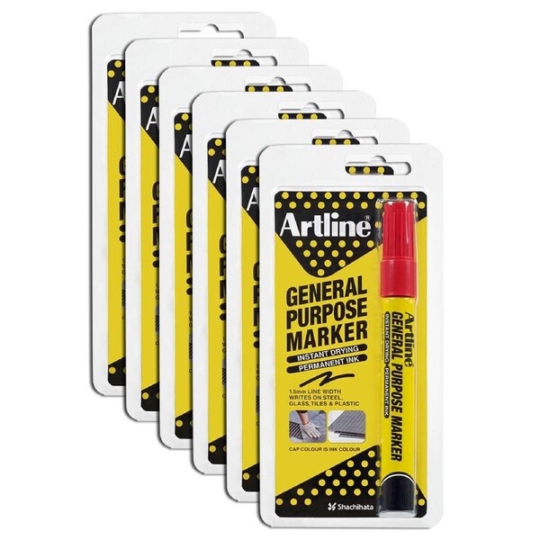 12PK Artline General Purpose 1.5mm Bullet Nib Quick Dry Permanent Marker Red