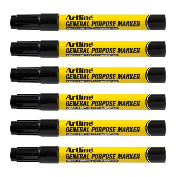 12PK Artline General Purpose Permanent Marker 1.5mm Bullet Nib Instant Dry Black