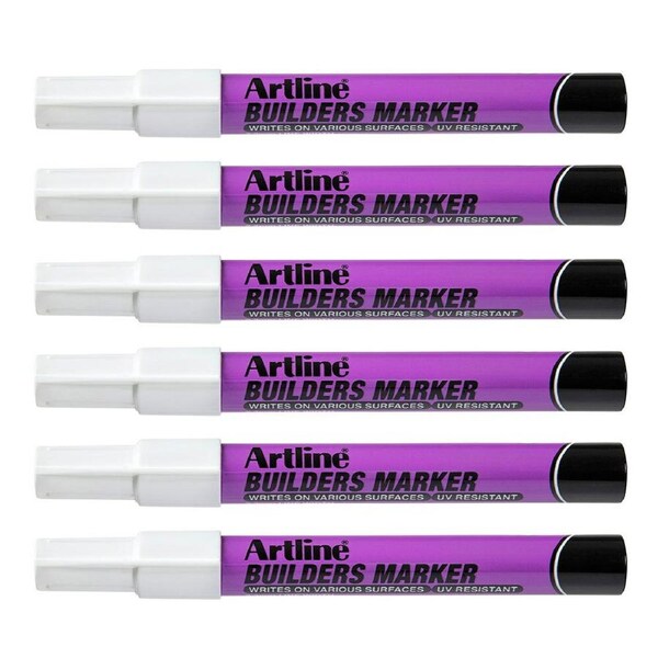 12PK Artline Builders Permanent Marker 2.3mm Bullet Nib UV Resistant Pen White