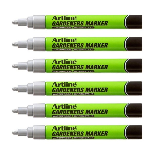 12PK Artline Gardeners Permanent Marker Fade Resistant/Instant Dry Pen Silver
