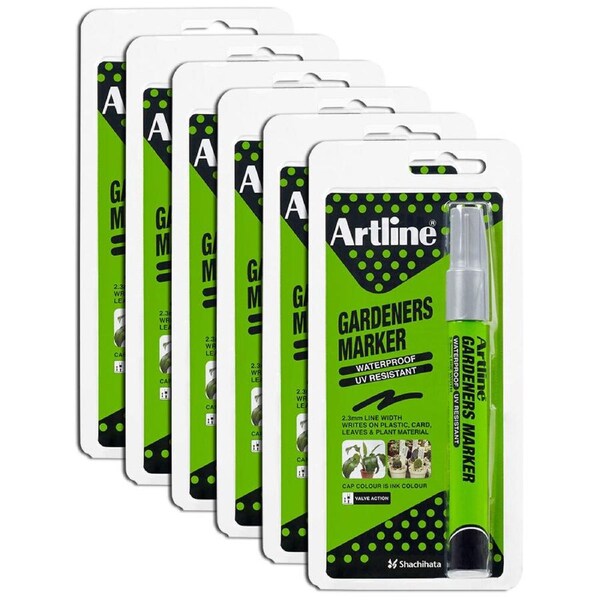 12PK Artline Gardeners Permanent Marker Fade Resistant For Leaves/Plant Silver