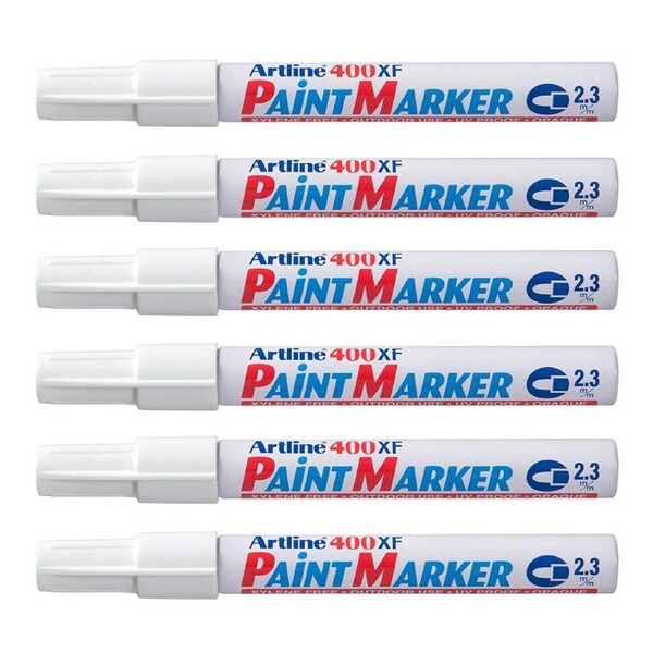 12PK Artline 400 Permanent Paint Marker 2.3mm Bullet Fade Proof/Fast Dry White