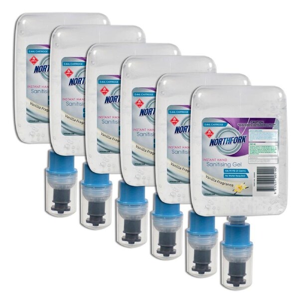 6PK Northfork 0.4ml Instant Hand Sanitising Gel Care Cartridge Sanitiser Vanilla