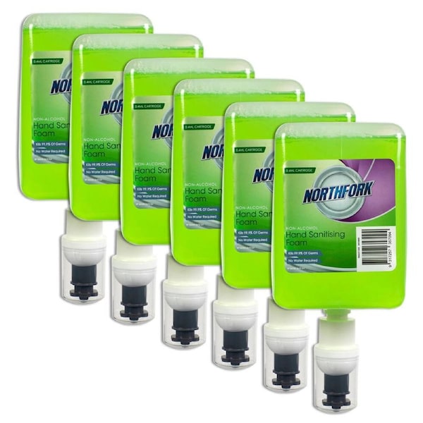 6PK Northfork 0.4ml Liquid Instant Hand Sanitising Foam Cartridge Sanitiser GRN