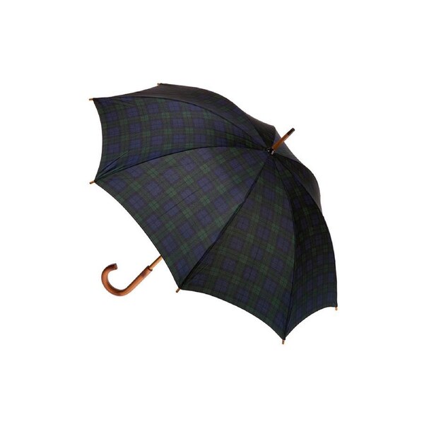 Clifton Womens Walking 103cm Wood Handle Windproof Umbrella Black Watch Tartan