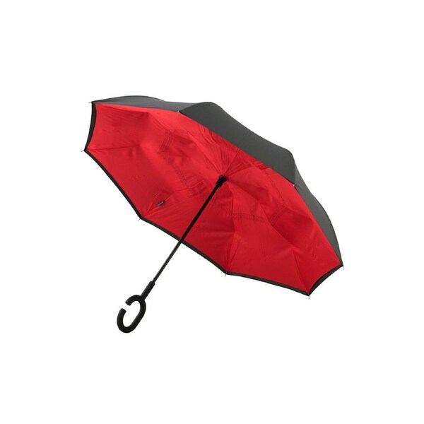 Clifton Outside-In Reverse Cover 107cm Windproof Umbrella UV Sun Shade Black/Red